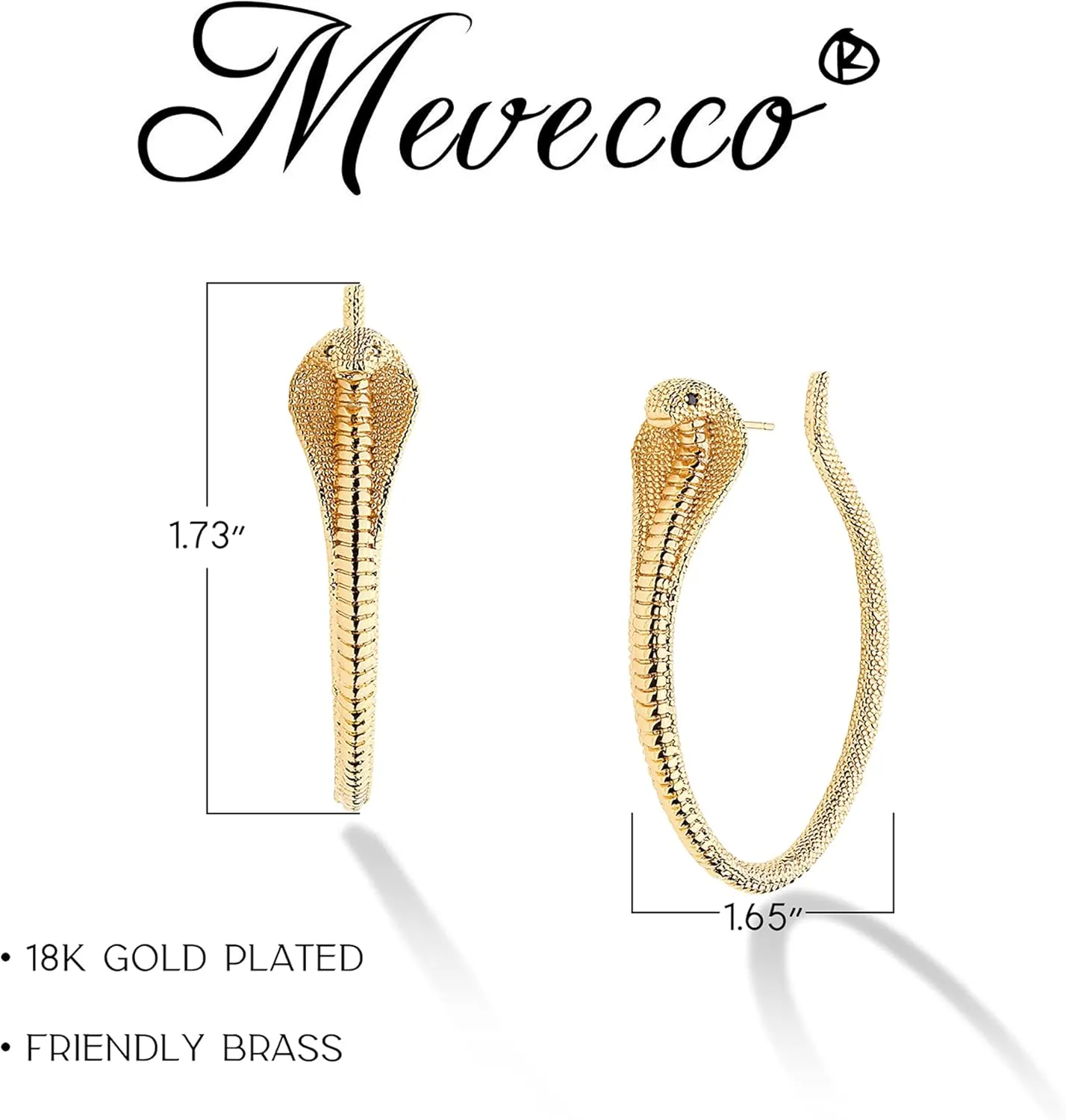 MEVECCO Dainty Gold Snake Earrings for Women 18K Gold Plated Dainty Snake Huggie Hoop Earrings Small Tiny Minimalist Snake Hoop Huggie Earrings Snake Jewelry