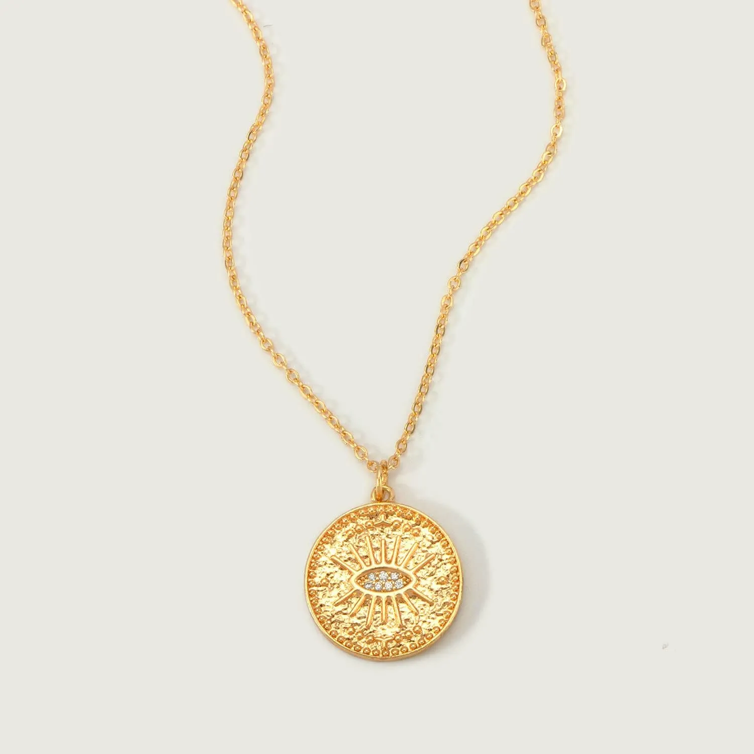 MEVECCO Gold Dainty Evil Eye Necklace for Women 18K Gold Plated Cute Delicate Solitaire Cubic Zirconia Boho Protection Evil Eye Minimalist Simple Necklace