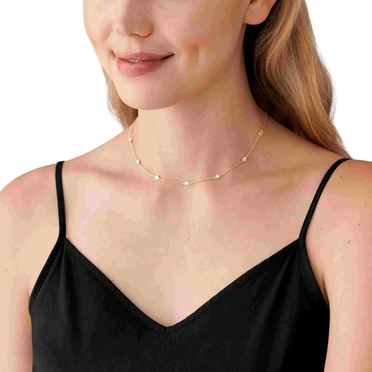 Michael Kors Women's 14K Gold-Plated Sterling Silver Interlocking Necklace