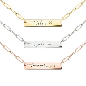 MignonandMignon Custom Necklaces for Women Mothers Day Gifts Personalized Name Date Initial Engraved Clip Chain Coordinate Bible Verse Religious Jewelry-P-4N-BC