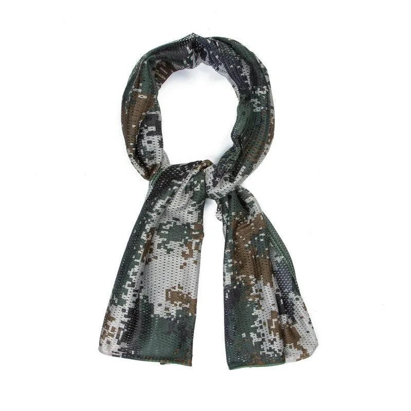 Military Tactical Camouflage Scarf for Men Women Mesh Square Breathable Headband Head Scarf Multifunction Cycling Bandanas