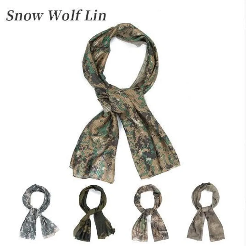 Military Tactical Camouflage Scarf for Men Women Mesh Square Breathable Headband Head Scarf Multifunction Cycling Bandanas