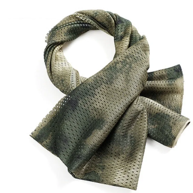 Military Tactical Camouflage Scarf for Men Women Mesh Square Breathable Headband Head Scarf Multifunction Cycling Bandanas