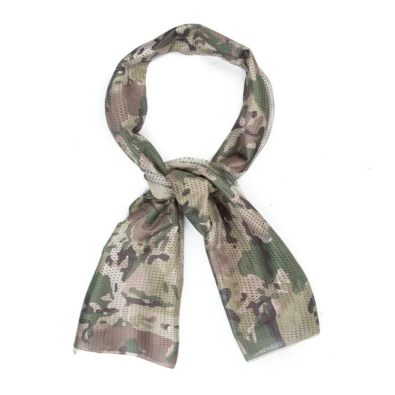 Military Tactical Camouflage Scarf for Men Women Mesh Square Breathable Headband Head Scarf Multifunction Cycling Bandanas