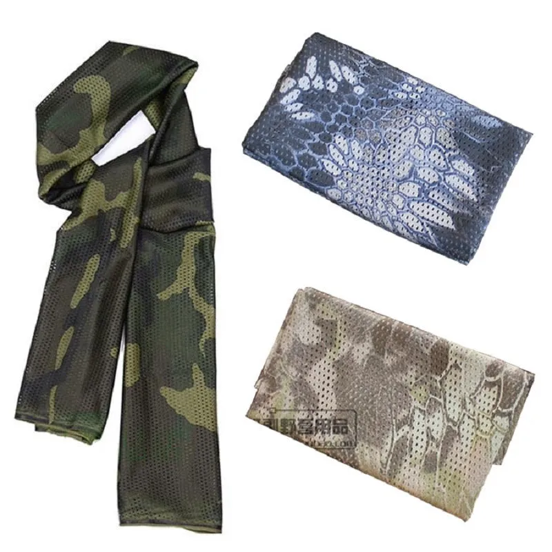 Military Tactical Camouflage Scarf for Men Women Mesh Square Breathable Headband Head Scarf Multifunction Cycling Bandanas