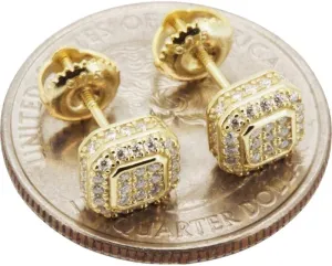 Moissanite 925 Sterling Silver 14K Yellow/White Gold Finish 7MM Square Screw Back Stud Earrings For Men & Women Fine Jewelry