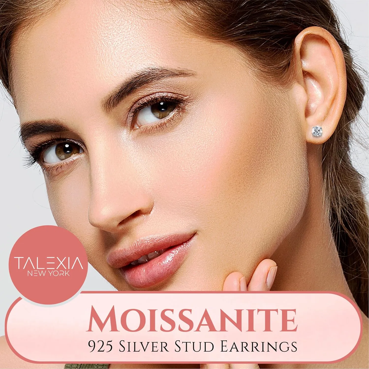 Moissanite Earrings Studs for Women & Men, Hypoallergenic, Max Brilliance 18K White Gold Rhodium Plated, VVS1 925 Silver Moissanite Diamond Earrings Push & Screw Back 1ct,2ct Mothers Day Gift