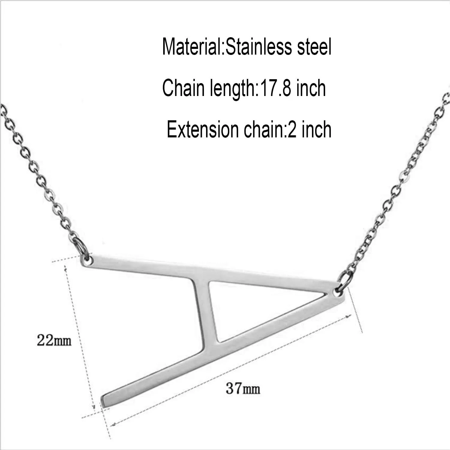 MOMOL Sideways Initial Necklace 18K Gold Plated Stainless Steel Large Big Letters Pendant Necklace Script Name Monogram Necklaces for Women