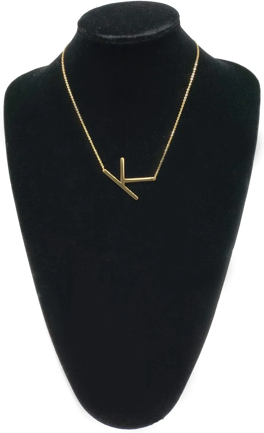 MOMOL Sideways Initial Necklace 18K Gold Plated Stainless Steel Large Big Letters Pendant Necklace Script Name Monogram Necklaces for Women