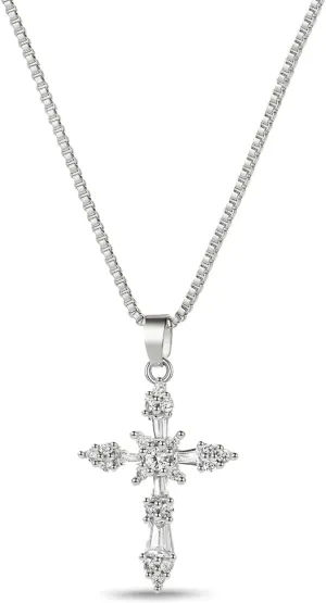 Mothers Day Gift Cross Necklace for Women | Cubic Zirconia Cross Pendant | Dainty Small Cross Choker Pendants | Minimalist Trendy Cute Cross Charm Necklaces