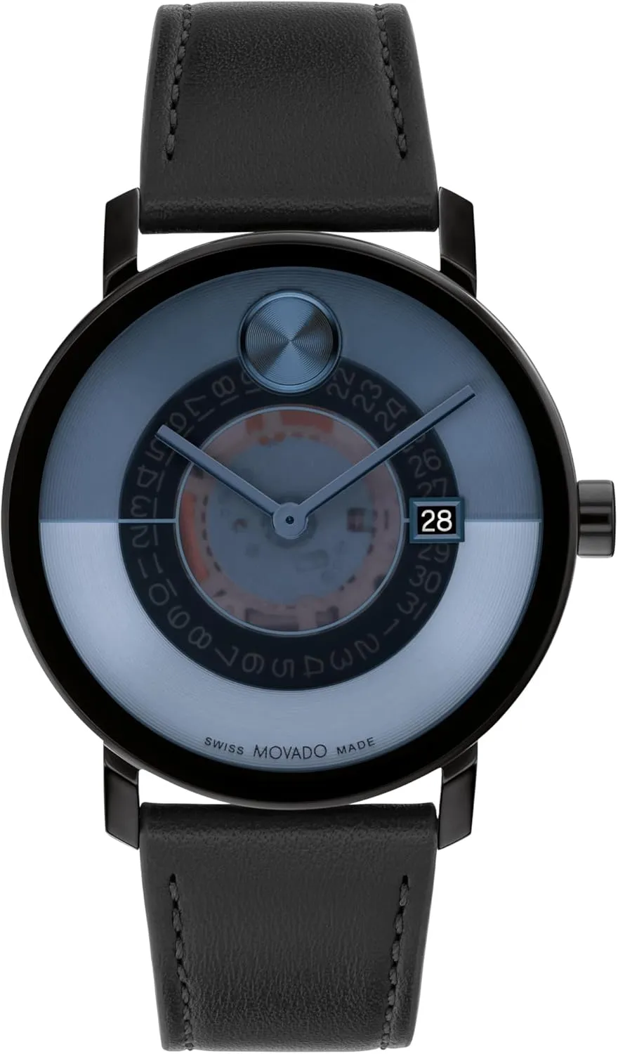 Movado Bold Evolution 2.0 Men's Luxury Quartz Watch - Swiss Movement, Leather Strap - Water Resistance 30 Meters (3ATM) - Classic Timepiece - Gift for Him - 40mm