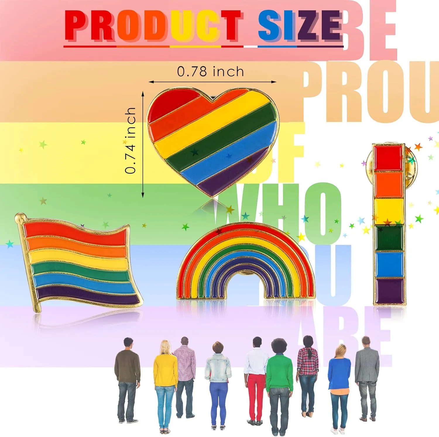 MTLEE 48 Pieces Gay Pride Pins Rainbow Lapel Pins Bulk Handmade Brooch Lgbt Accessories for Men Women Clothes Bag