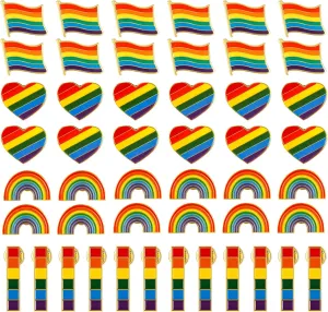 MTLEE 48 Pieces Gay Pride Pins Rainbow Lapel Pins Bulk Handmade Brooch Lgbt Accessories for Men Women Clothes Bag