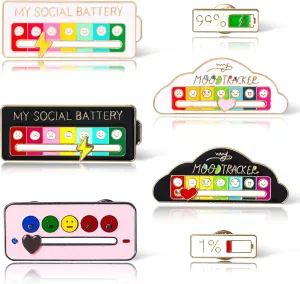My Social Battery Mood Slider Pin - Cute & Interactive Brooch Pins for Backpacks, Hats & Bags