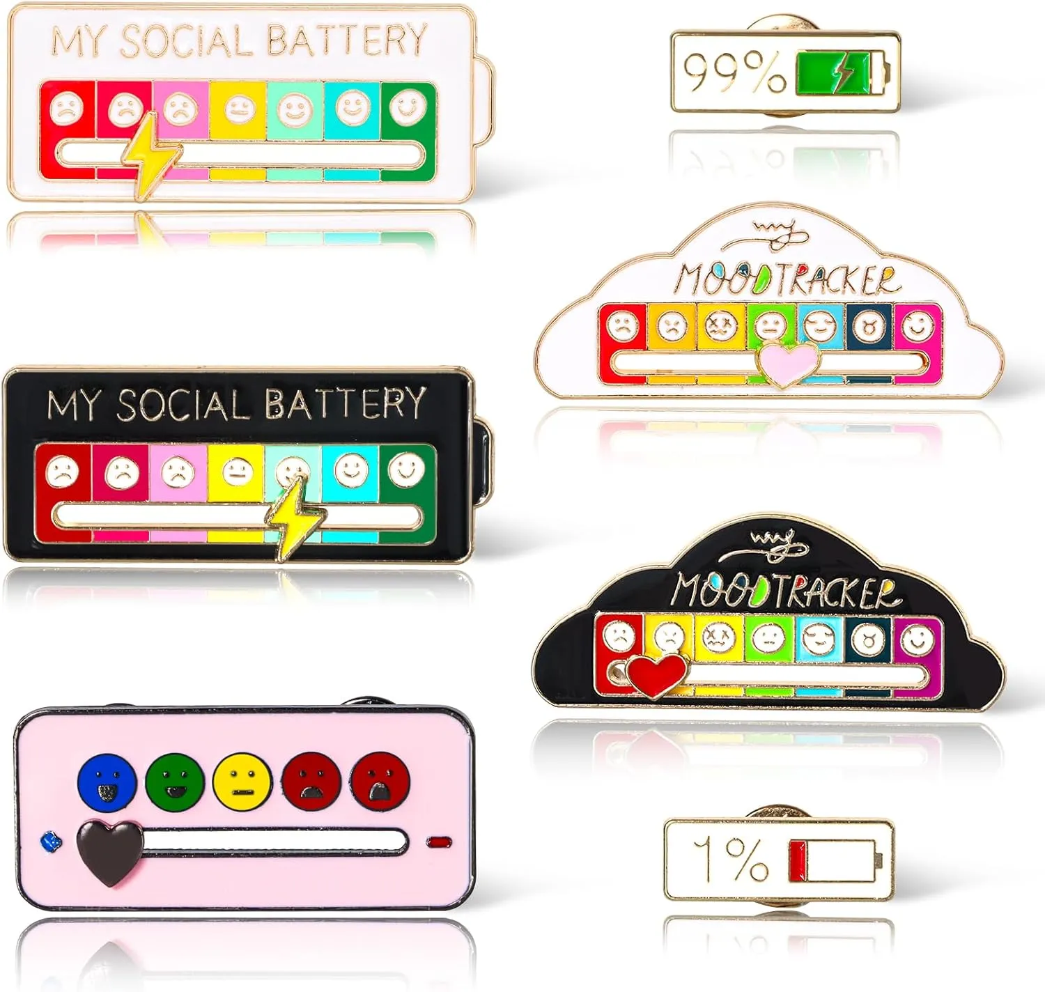 My Social Battery Mood Slider Pin - Cute & Interactive Brooch Pins for Backpacks, Hats & Bags