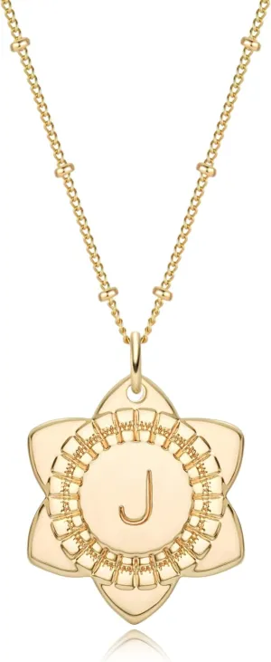MYEARS Women Initial Necklaces Gold Lily May Flower Pendant 14K Gold Plated Simple Dainty Satellite Chain Everyday Trendy Jewelry Letter A-Z