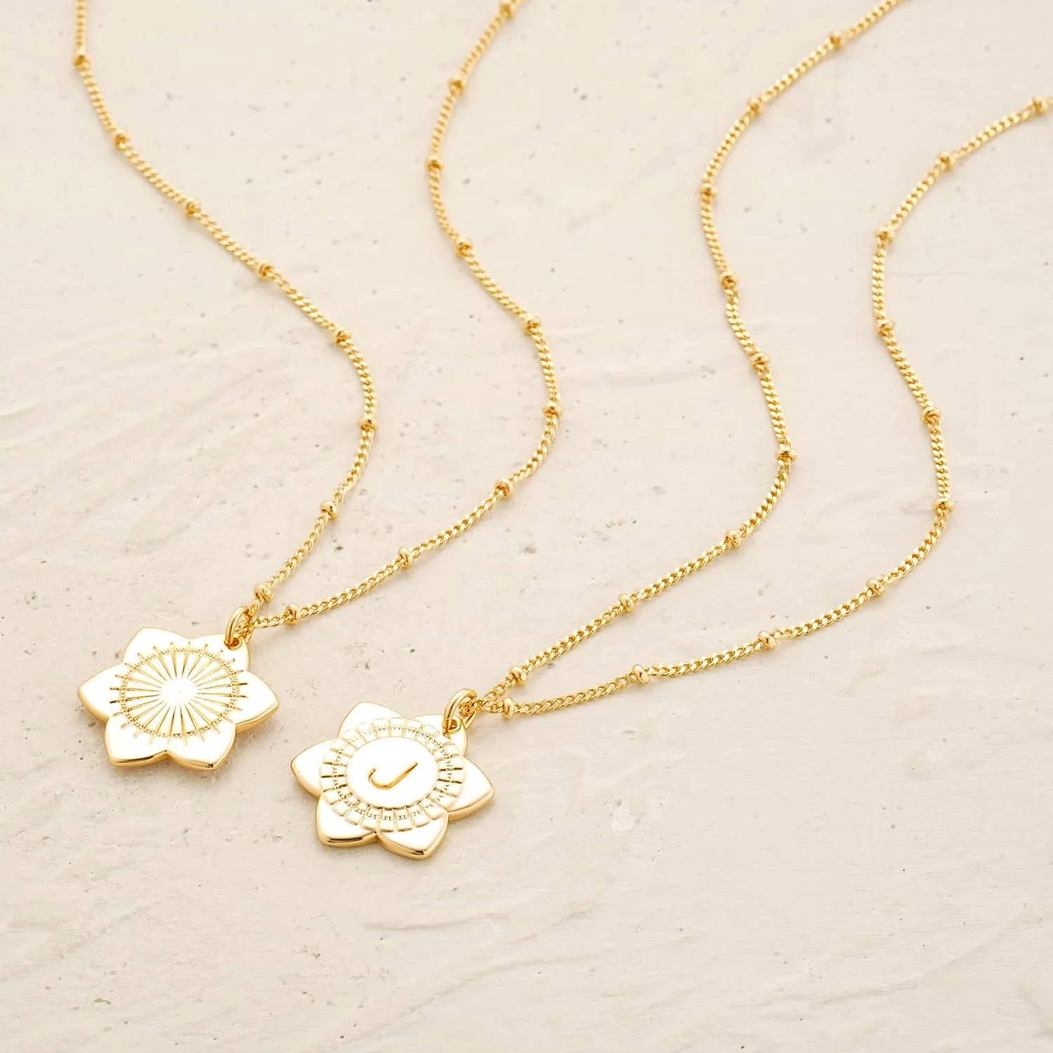 MYEARS Women Initial Necklaces Gold Lily May Flower Pendant 14K Gold Plated Simple Dainty Satellite Chain Everyday Trendy Jewelry Letter A-Z