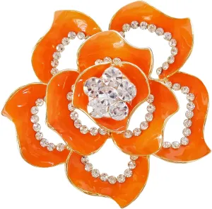 Navachi 18k Gold Plated Crystal Rose Flower Enamel Brooch pins