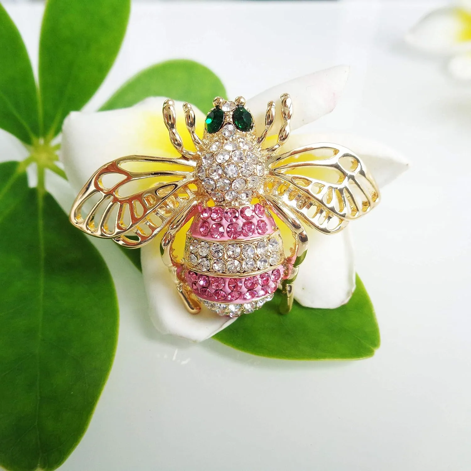 Navachi 18k Gold Plated Multicolor Crystal Bee Masps Hornet Brooch Pins