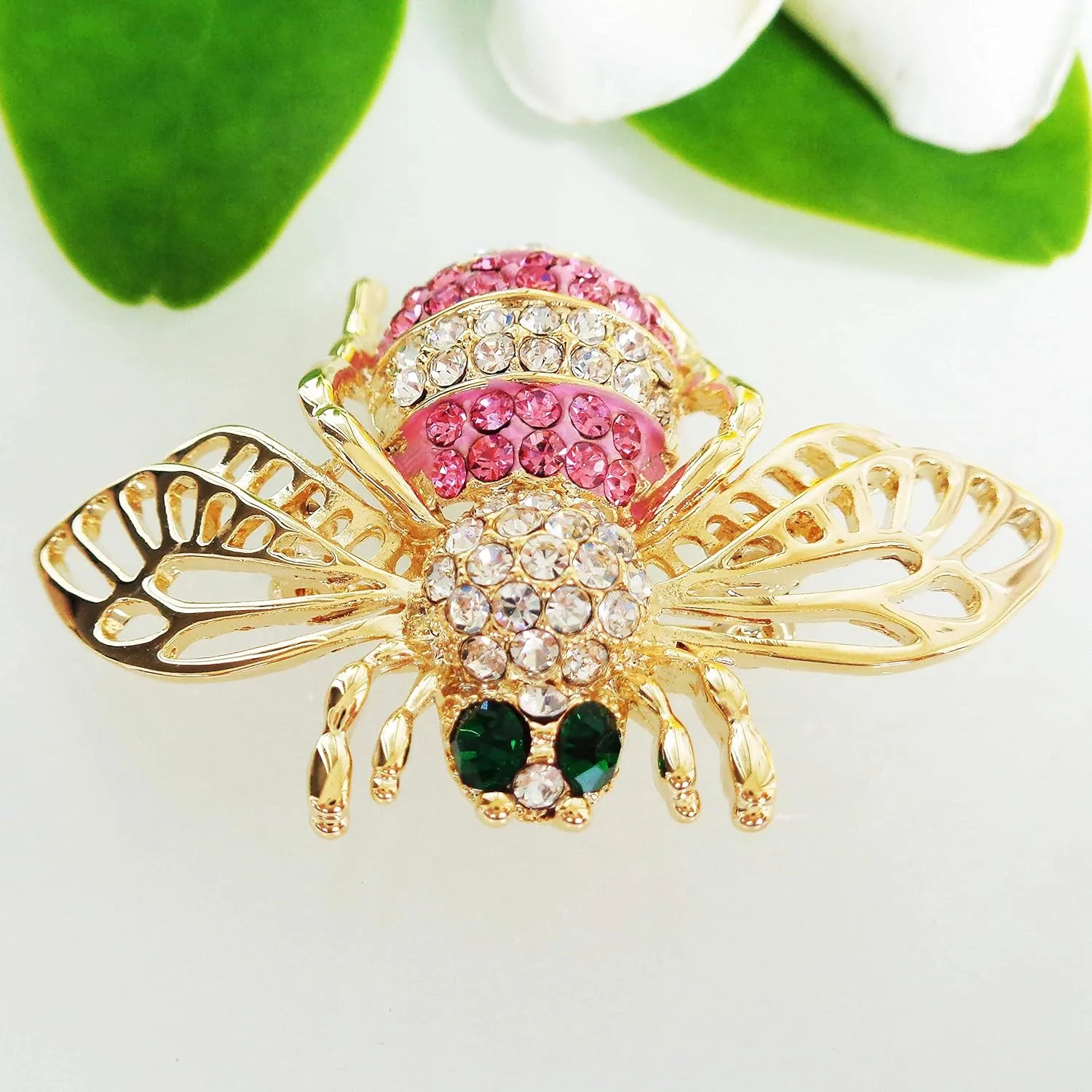 Navachi 18k Gold Plated Multicolor Crystal Bee Masps Hornet Brooch Pins