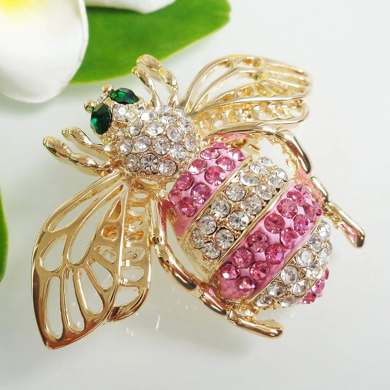 Navachi 18k Gold Plated Multicolor Crystal Bee Masps Hornet Brooch Pins
