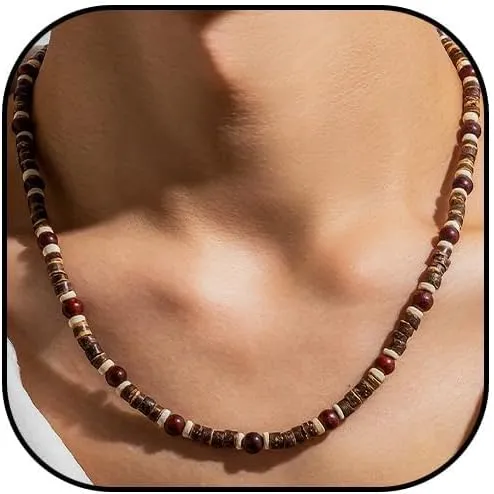 Necklace for Men Puka Shell Necklace Men Summer Surfer Necklaces Beaded Choker Beach Essentials Holiday Jewelry for Vacation Summer Outfits for Man Son Husband