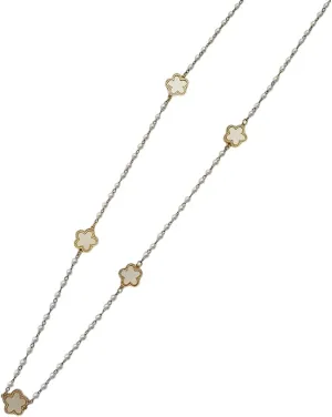 New 2026 Unisex Long Imitation Pearl Five Leaf Pendant Necklace For Women 92Cm Fashion Sweater Chain Versatile Party Jewelry Accessories With You Trendy Creative Gift For Women And Men