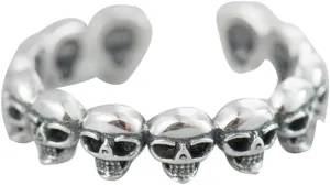 NewZenro Gothic Skull Eternity Open S925 Sterling Silver Engagement Unique Vintage Stacking Ring Dainty Adjustable Statement Finger Band Knuckle Rings Halloween Jewelry Gifts for Women Her