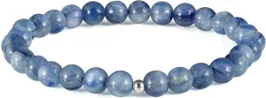 NirvanaIN Natural Kyanite Unisex Bracelet, Handmade Plain Round Gemstone 6mm Beaded Stretch Bracelets Jewelry for Men Women