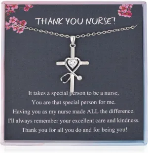 Nurse Graduation Gifts Nurse Necklaces for Women Cross Rhinestone Heart Stethoscope Necklace Nursing Necklace Gifts for Nurses Female