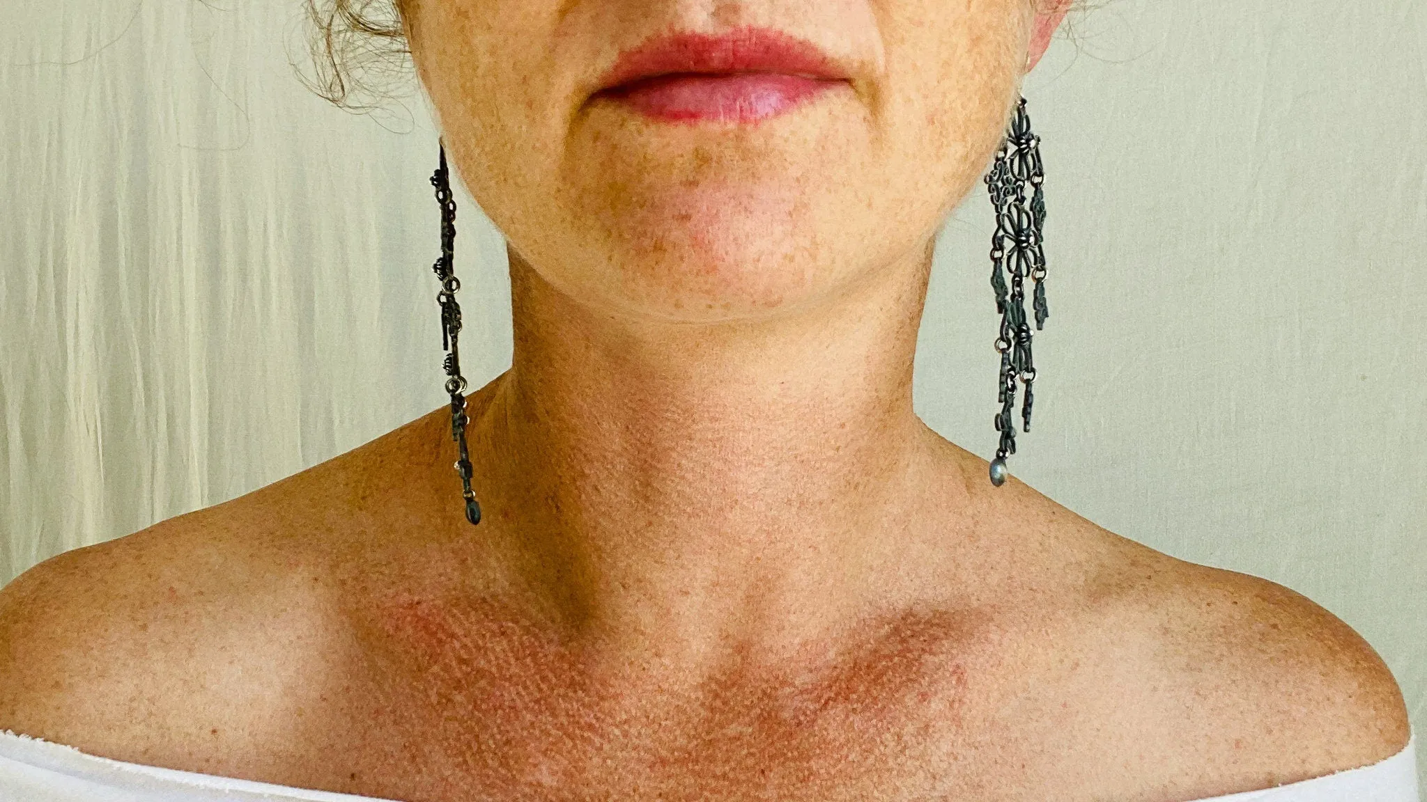 Oaxacan Filigree Earrings.Sterling Silver. Mexico. Frida Kahlo. 0023