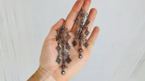 Oaxacan Filigree Earrings.Sterling Silver. Mexico. Frida Kahlo. 0023