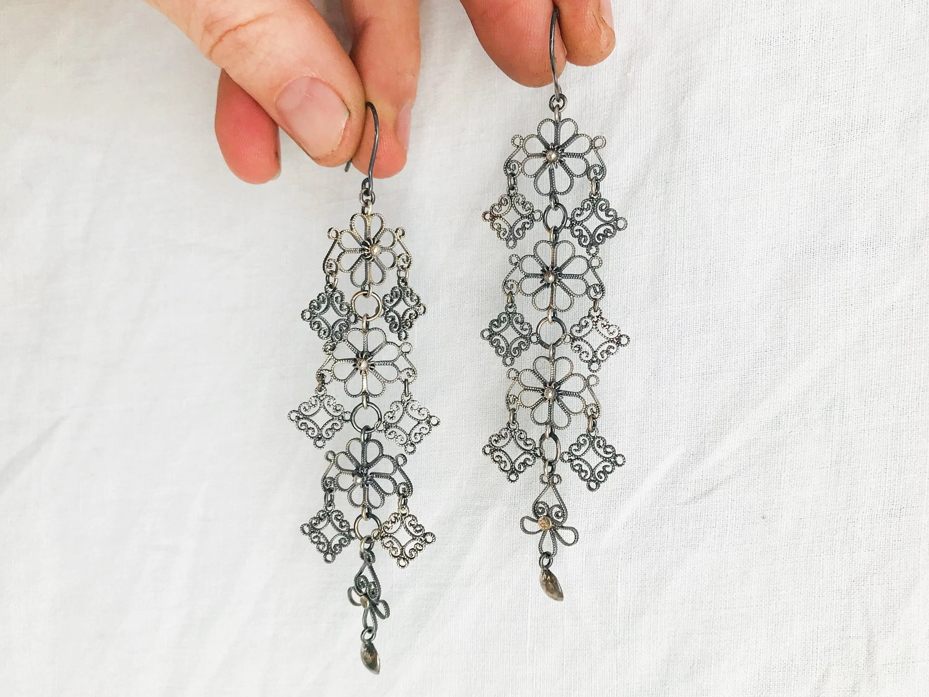 Oaxacan Filigree Earrings.Sterling Silver. Mexico. Frida Kahlo