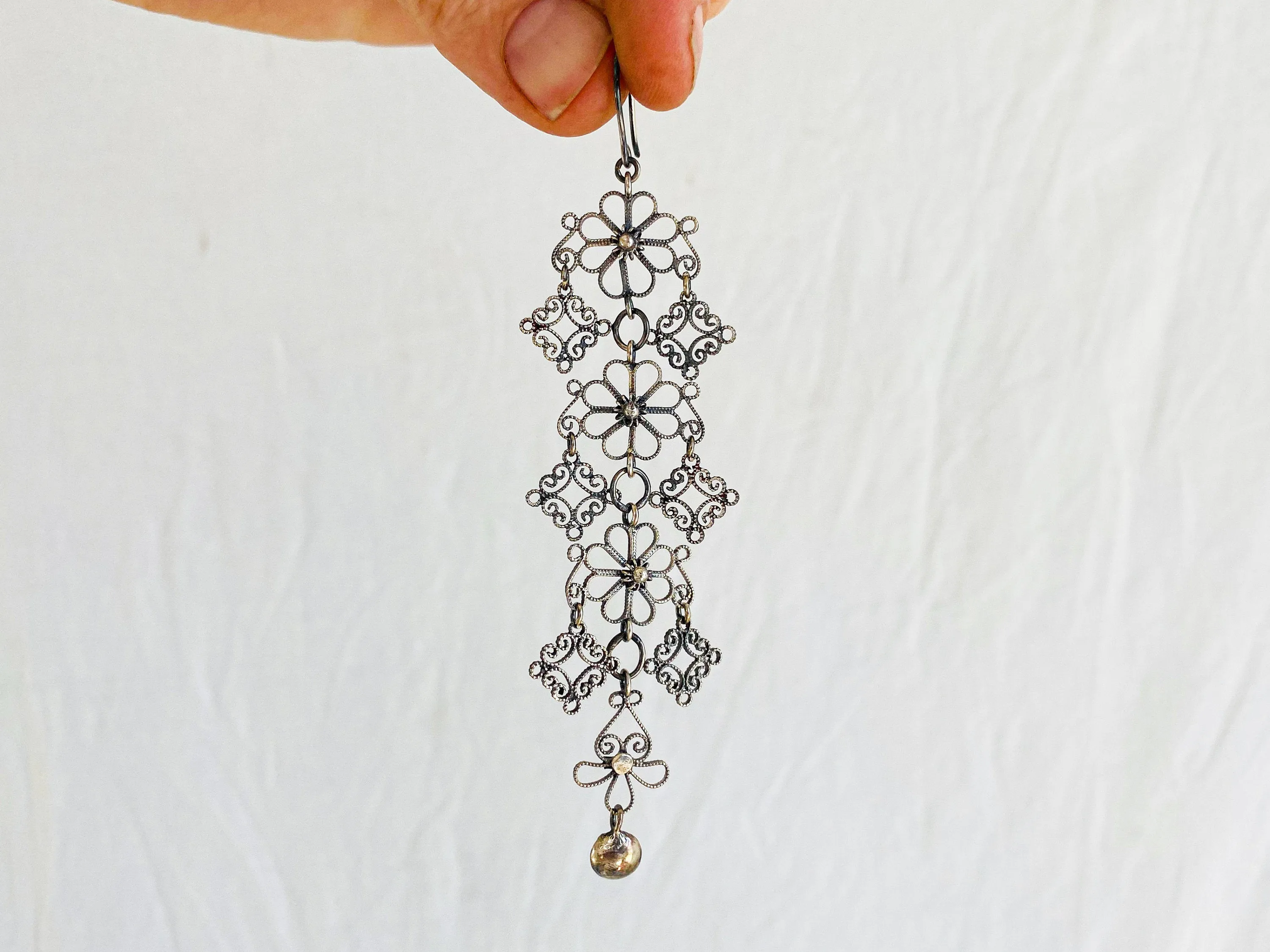 Oaxacan Filigree Earrings.Sterling Silver. Mexico. Frida Kahlo