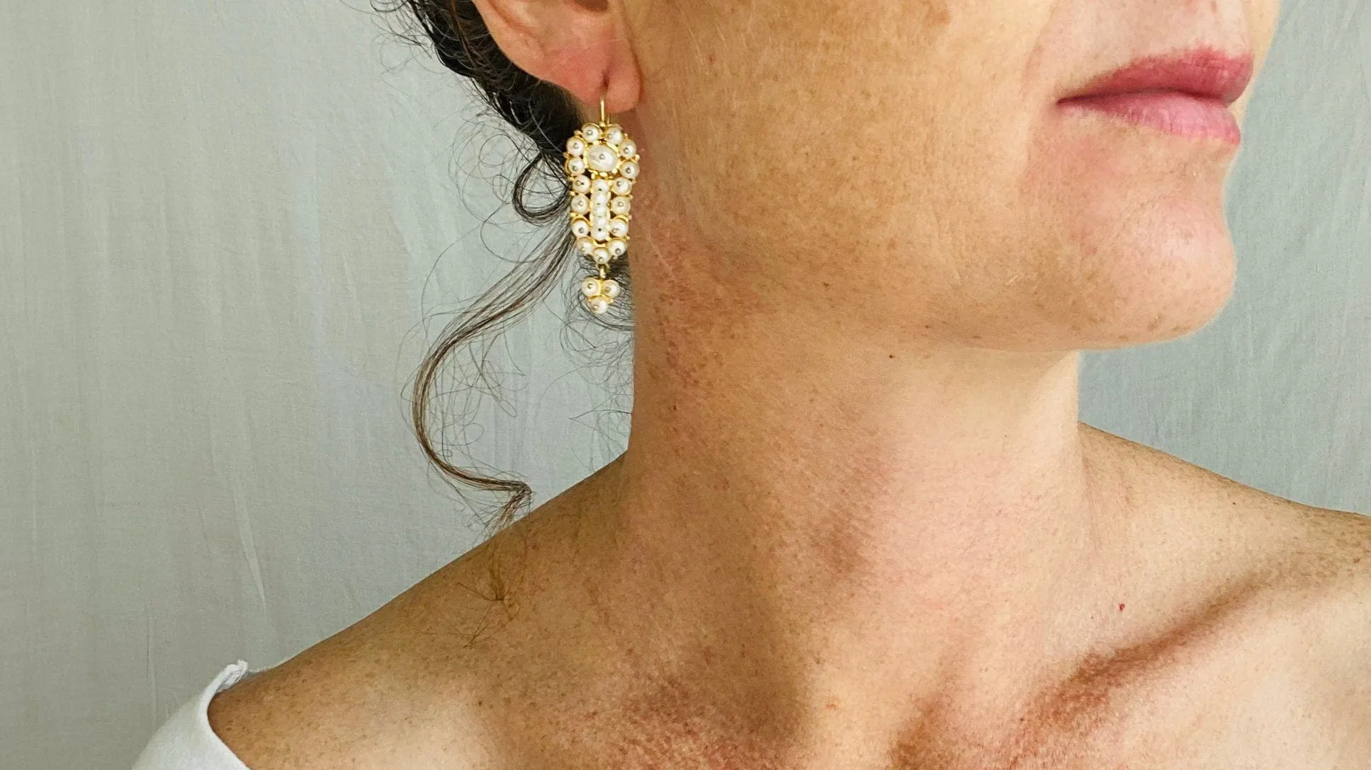 Oaxacan Gold Filigree Earrings. Pearls. Mexico. Frida Kahlo