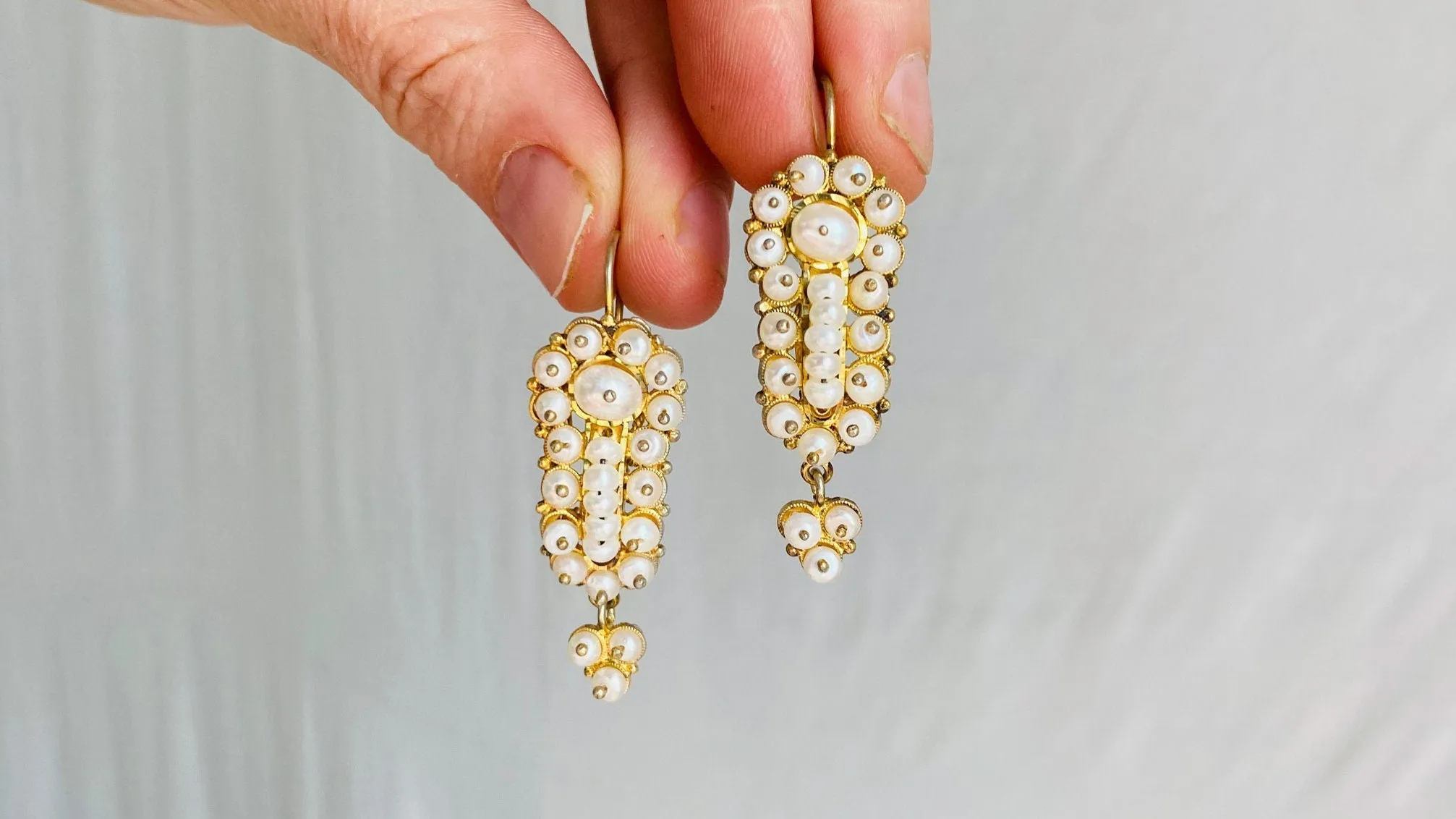 Oaxacan Gold Filigree Earrings. Pearls. Mexico. Frida Kahlo