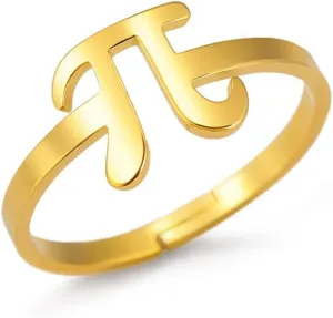 OIDIMS Pi Symbol Open Ring for Women Men Unique Stainless Steel  3.14 Statement Adjustable Band Mathematical Sign Irrational Number Middle Finger Rings Fashion Jewelry for Math Lovers Teacher Gifts