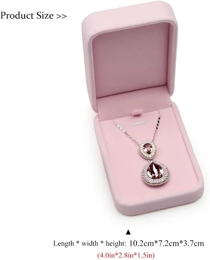 Oirlv Luxurious Velvet Necklace Storage Box Pendant Gift Case Jewelry Display Box for Anniversary Propose Christmas