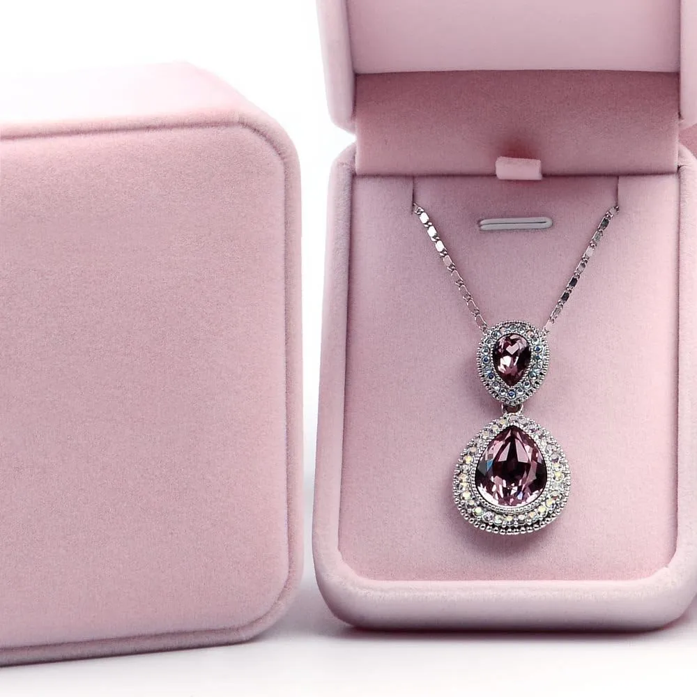 Oirlv Luxurious Velvet Necklace Storage Box Pendant Gift Case Jewelry Display Box for Anniversary Propose Christmas