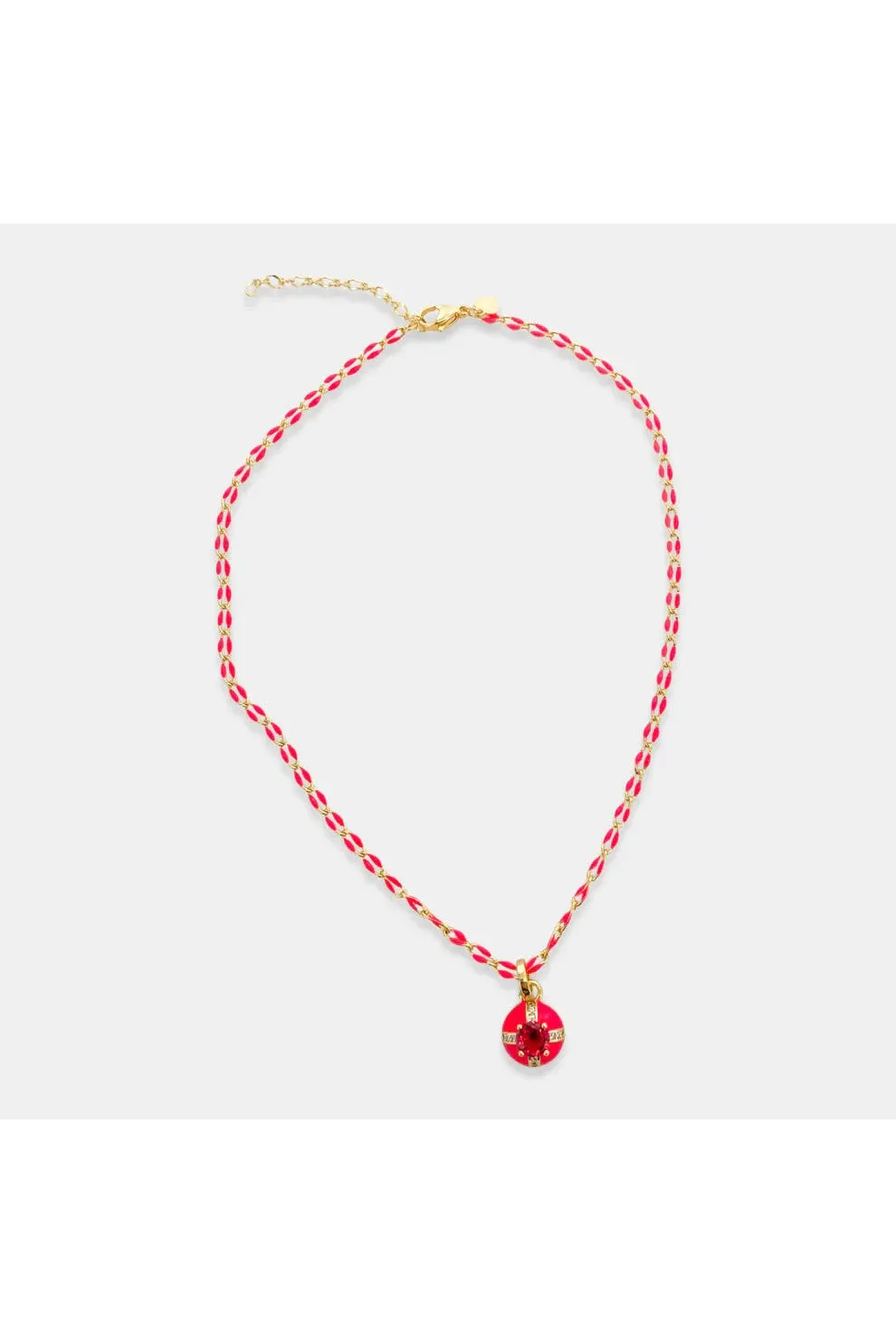 OMG BLING Dainty CZ Enamel Chain Choker In Hot Pink