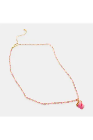 OMG BLING Enamel Chain With Heart Cup In Pink