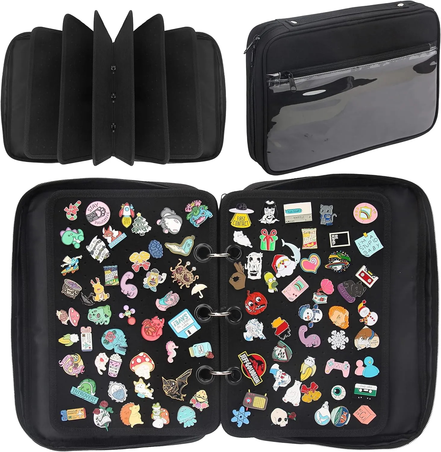 PACMAXI Enamel Pin Display Case, Pins Storage Organizer, Travel Brooch Display Bag
