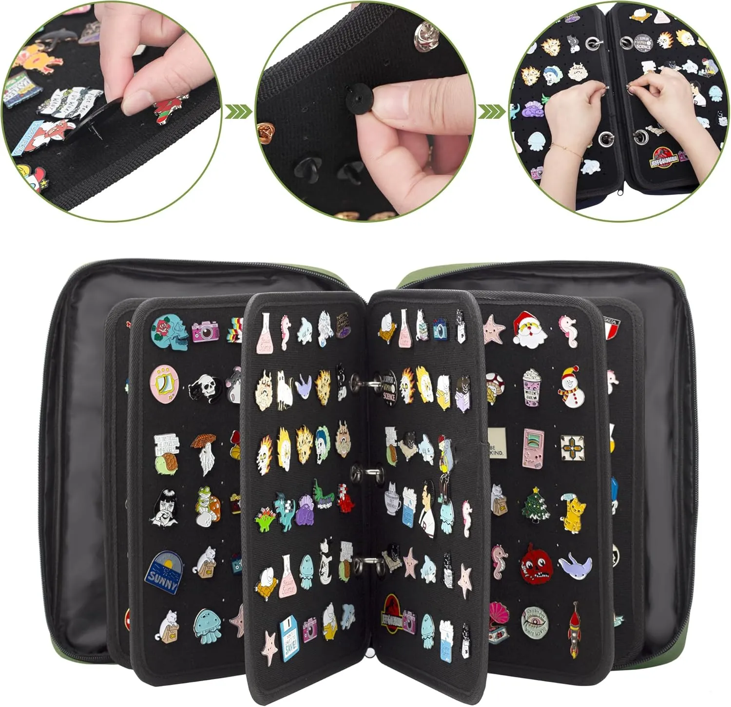 PACMAXI Enamel Pin Display Case, Pins Storage Organizer, Travel Brooch Display Bag
