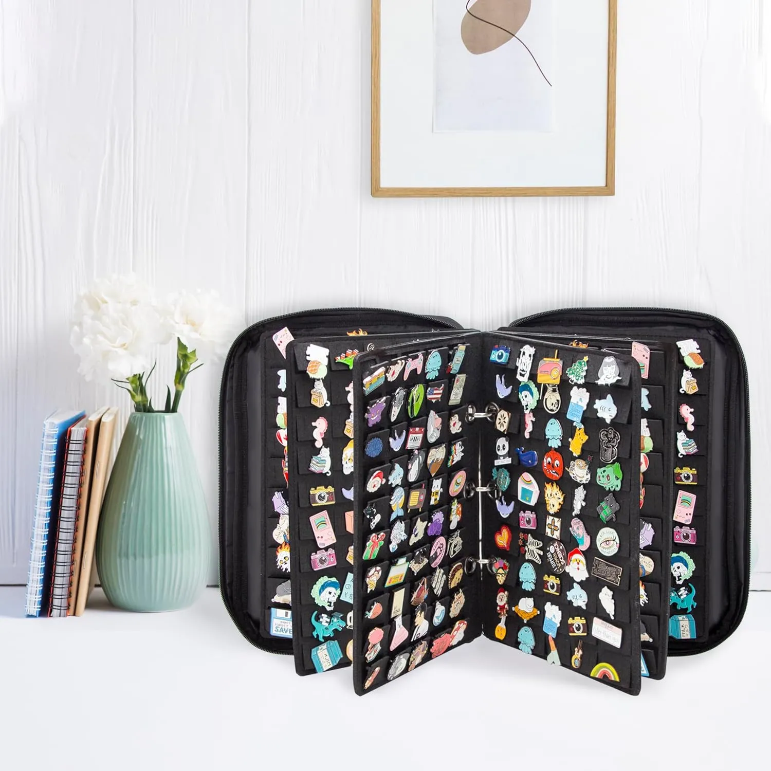 PACMAXI Enamel Pin Display Case, Pins Storage Organizer, Travel Brooch Display Bag