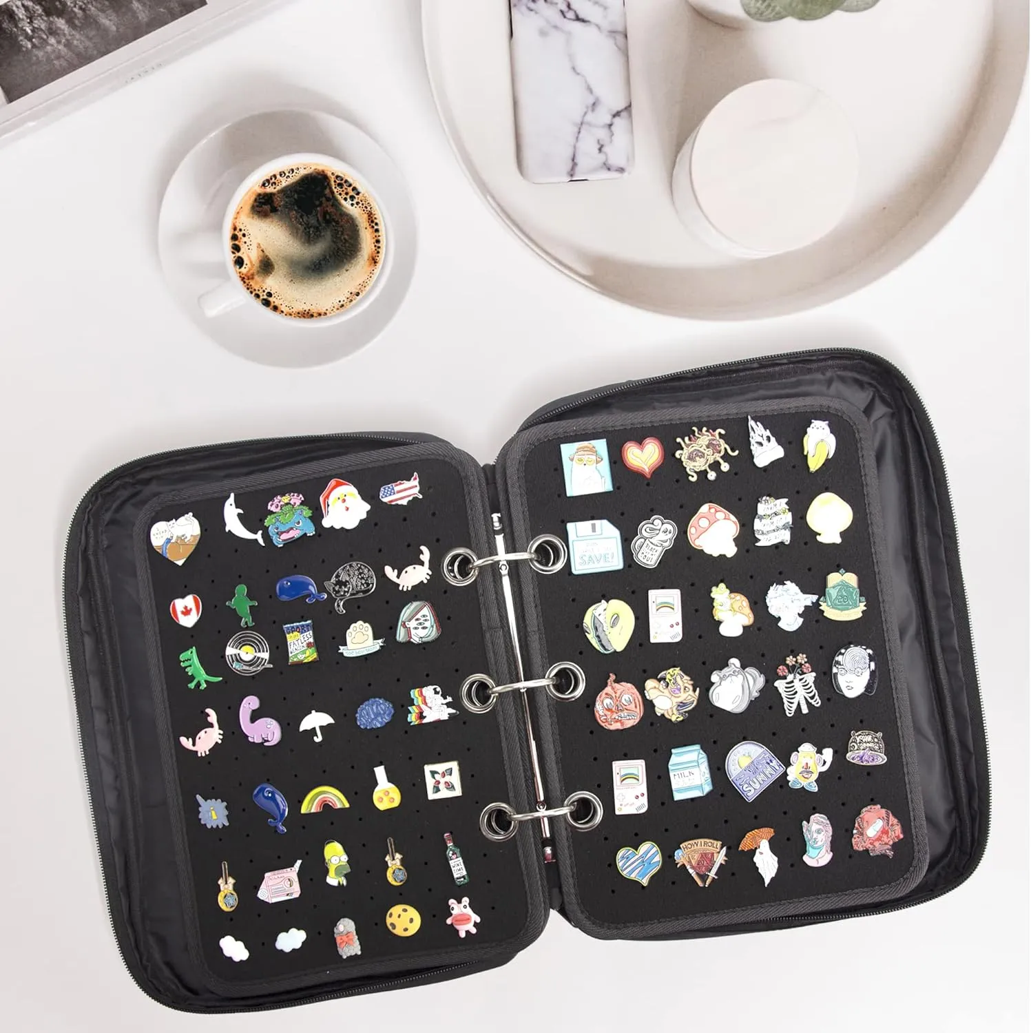 PACMAXI Enamel Pin Display Case, Pins Storage Organizer, Travel Brooch Display Bag