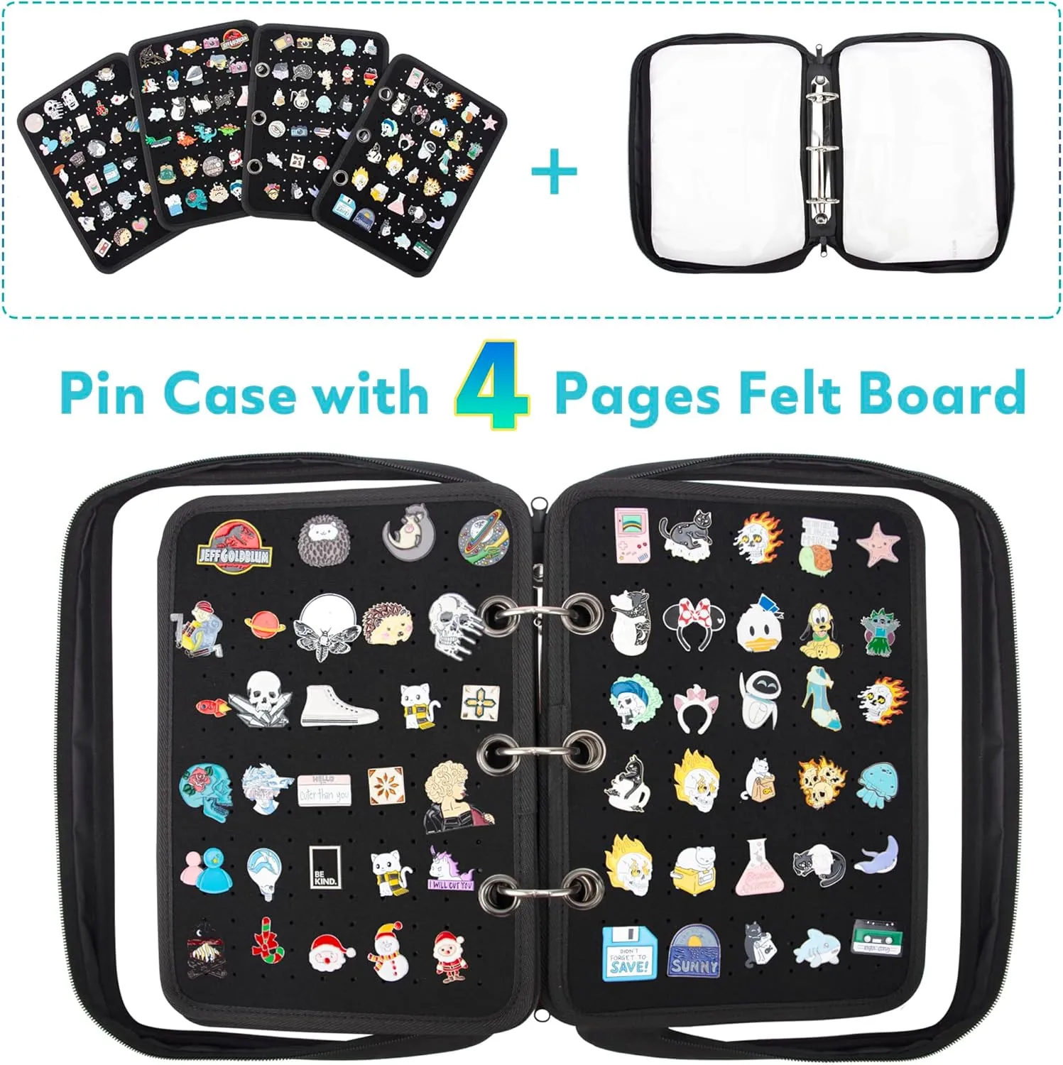 PACMAXI Enamel Pin Display Case, Pins Storage Organizer, Travel Brooch Display Bag