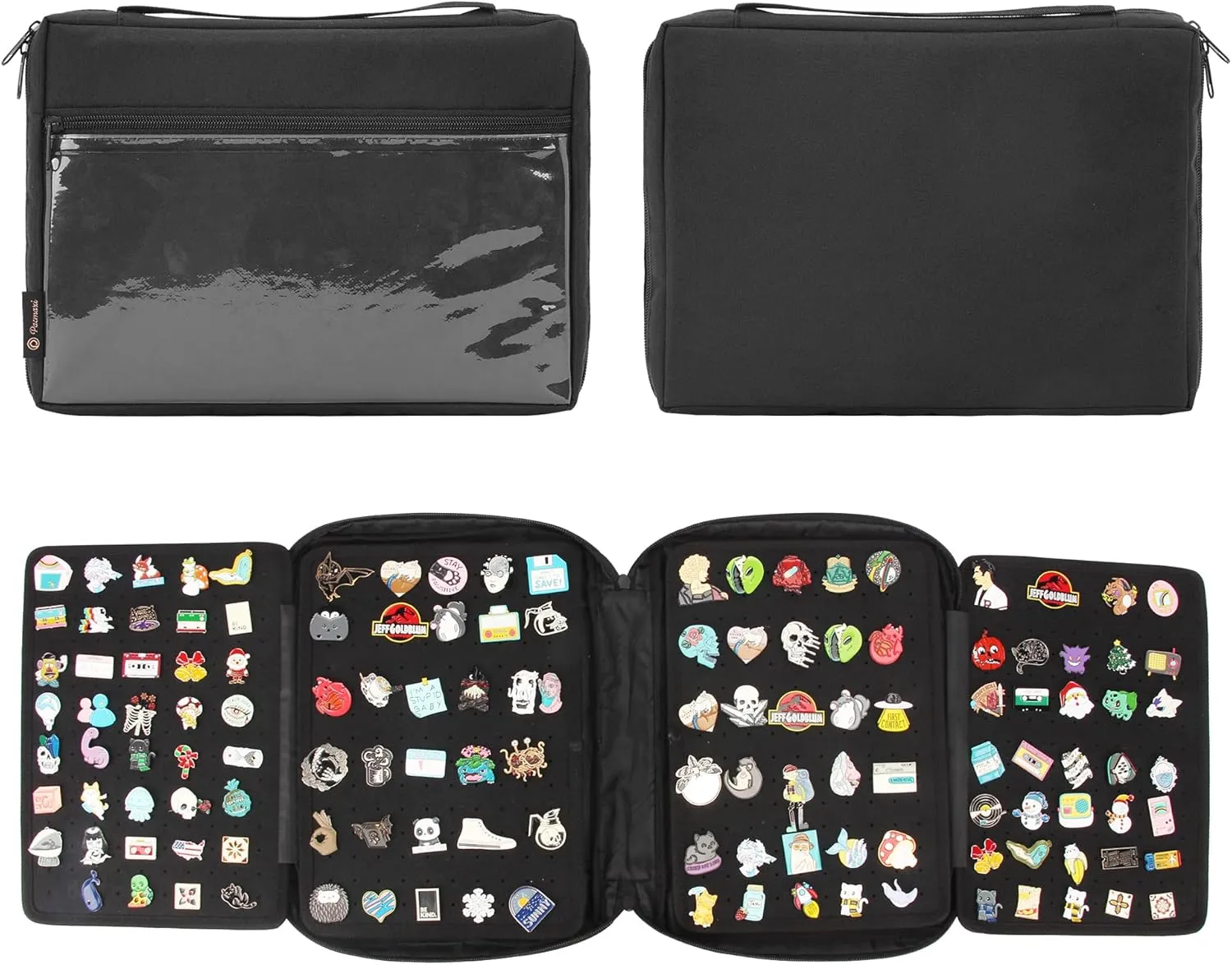 PACMAXI Enamel Pin Display Case, Pins Storage Organizer, Travel Brooch Display Bag