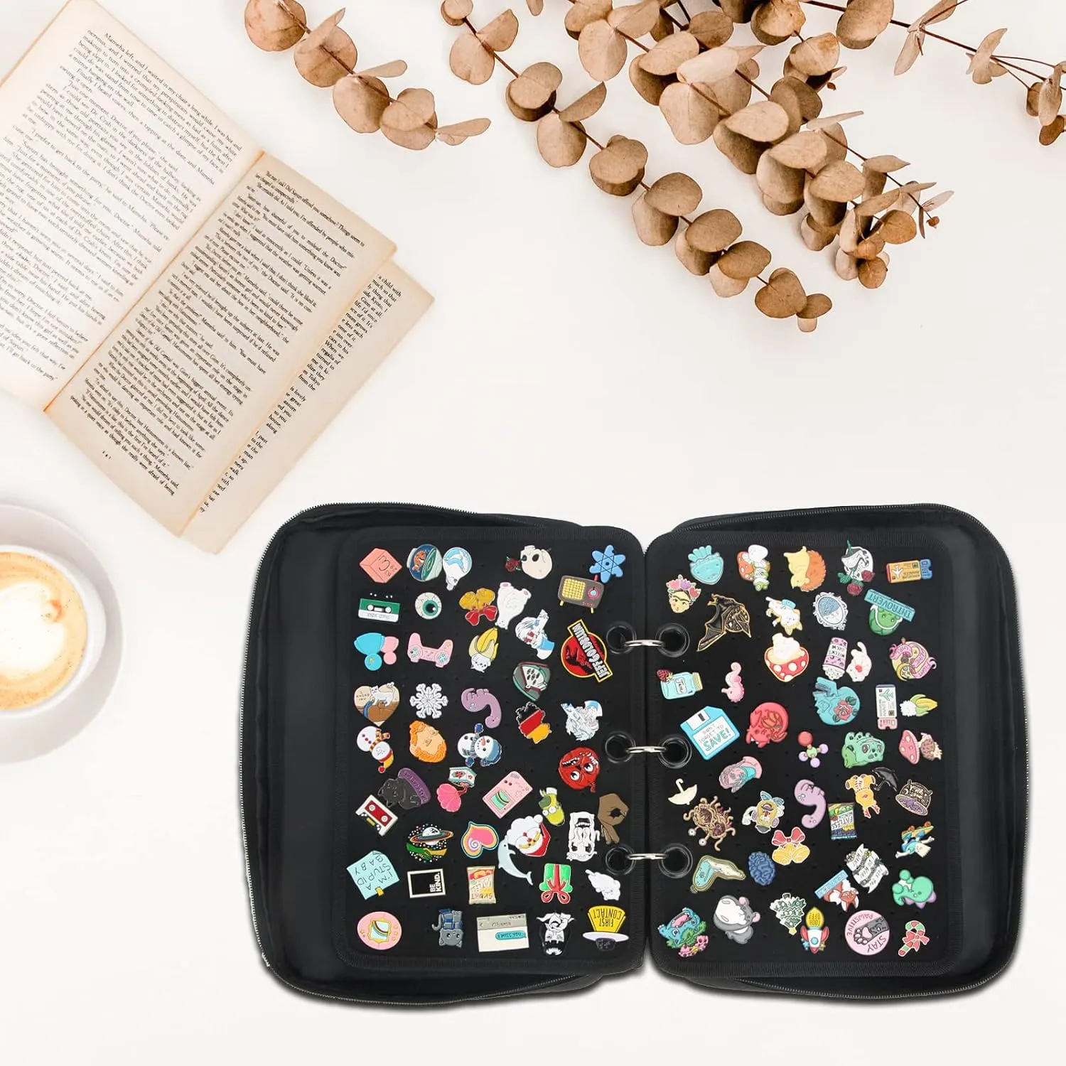 PACMAXI Enamel Pin Display Case, Pins Storage Organizer, Travel Brooch Display Bag
