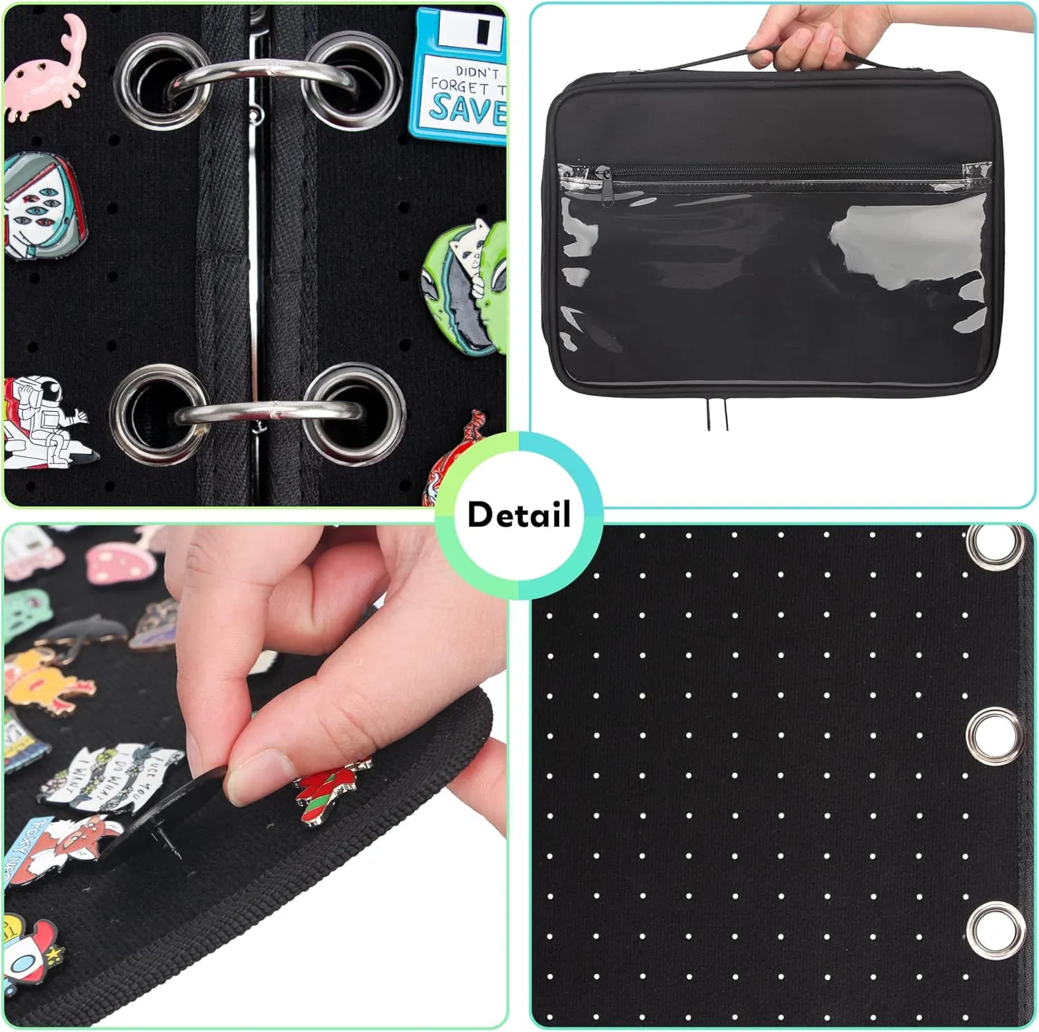 PACMAXI Enamel Pin Display Case, Pins Storage Organizer, Travel Brooch Display Bag