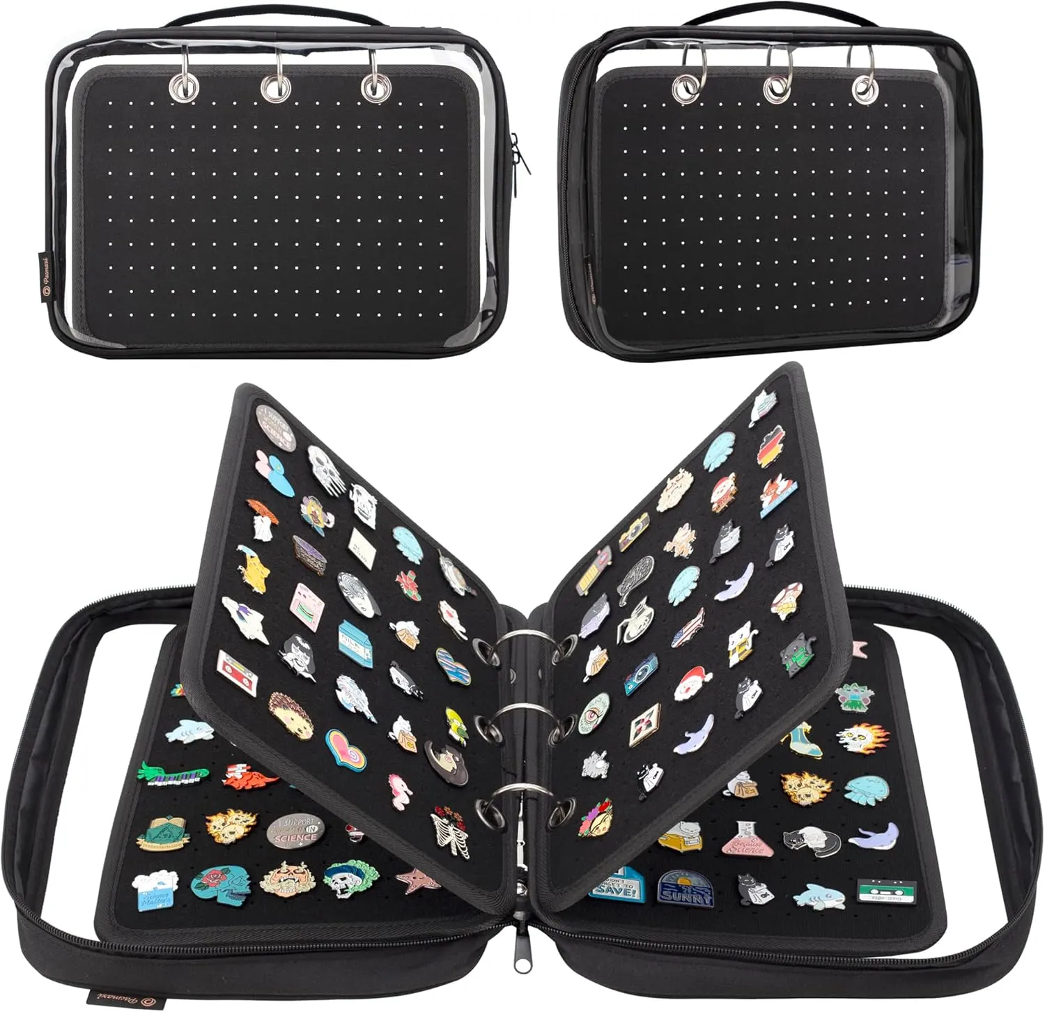 PACMAXI Enamel Pin Display Case, Pins Storage Organizer, Travel Brooch Display Bag